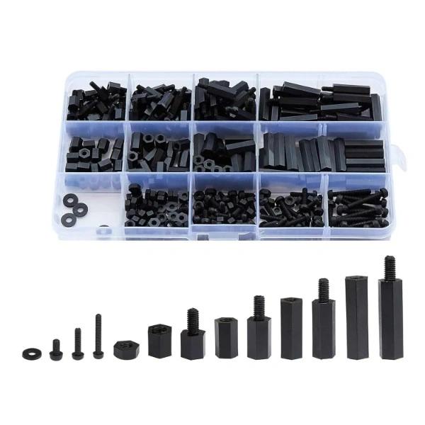 320pcs-black-nylon-standoff-spacer-with-screws-hex-nuts