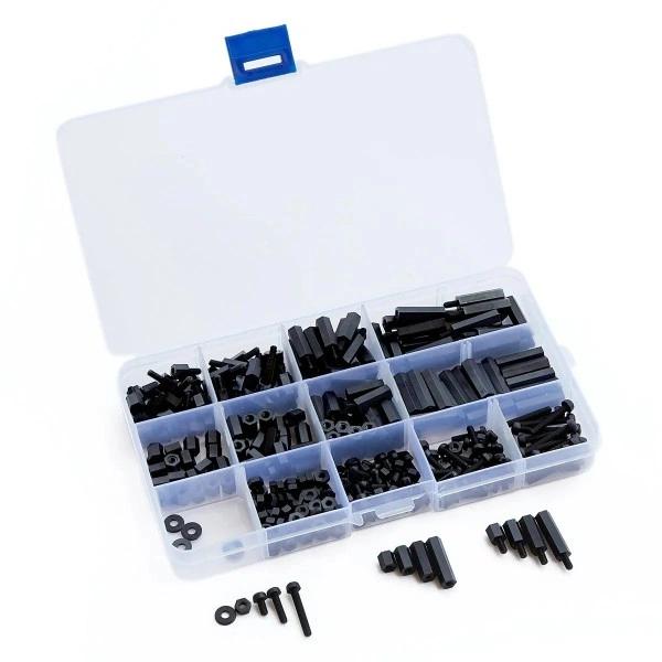 320pcs-black-nylon-standoff-spacer-with-screws-hex-nuts