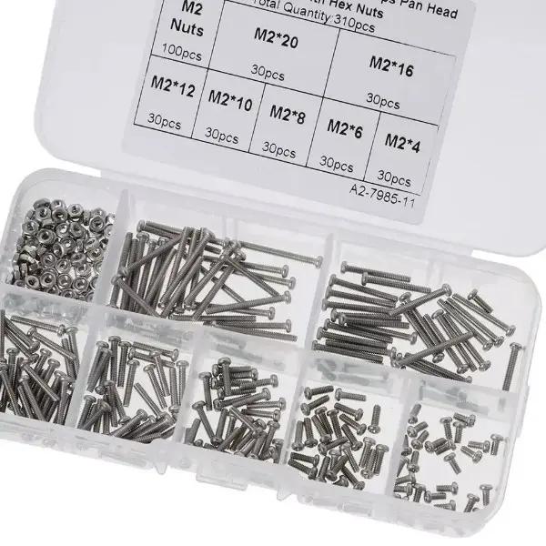 din7985-a2-stainless-steel-phillips-pan-head-screws-with-hex-nuts-310pcs